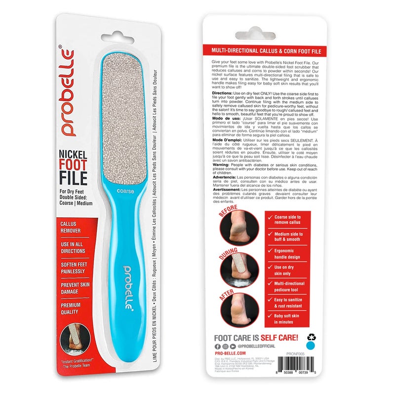 Probelle Double Sided Multidirectional Nickel Foot File Callus Remover - Immediately Reduces calluses and Corns to Powder for Instant Results  Safe Tool (Blue) - Image 3